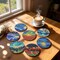 8PCS Starry Sky Diamond Painting Coaster Kit – DIY Moon & Galaxy Gem Art Drink Coasters with Holder & Cork Base, Celestial Craft Set for Adults & Beginners Home Décor